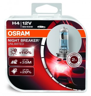 Лампа Osram 12В H4 60/55Вт +110% NIGHT BREAKER UNLIMITED