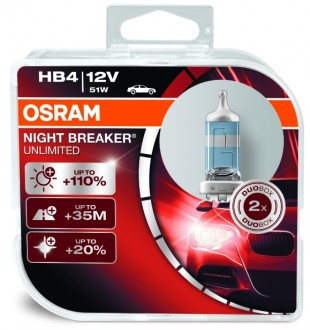 Лампа Osram 12В HB4 +110% NIGHT BREAKER UNLIMITED