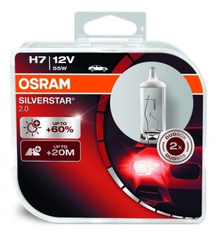 Лампа Osram 12В H7 55Вт +60% Silverstar 2.0 (DuoBox)